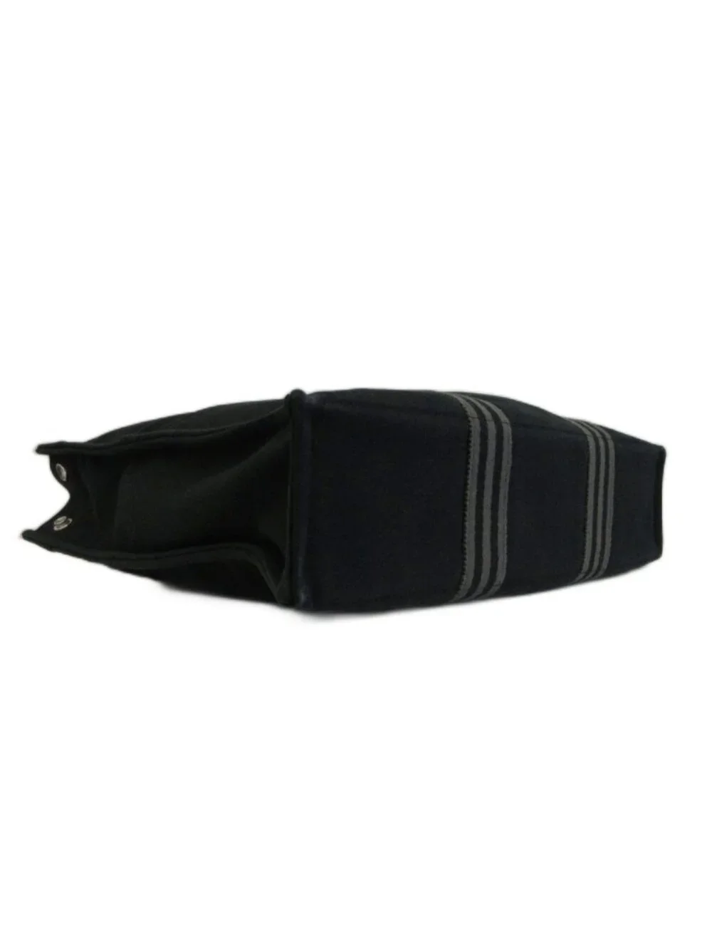 Hermes Fourre Tout MM Tote Hand Canvas Stripe Black